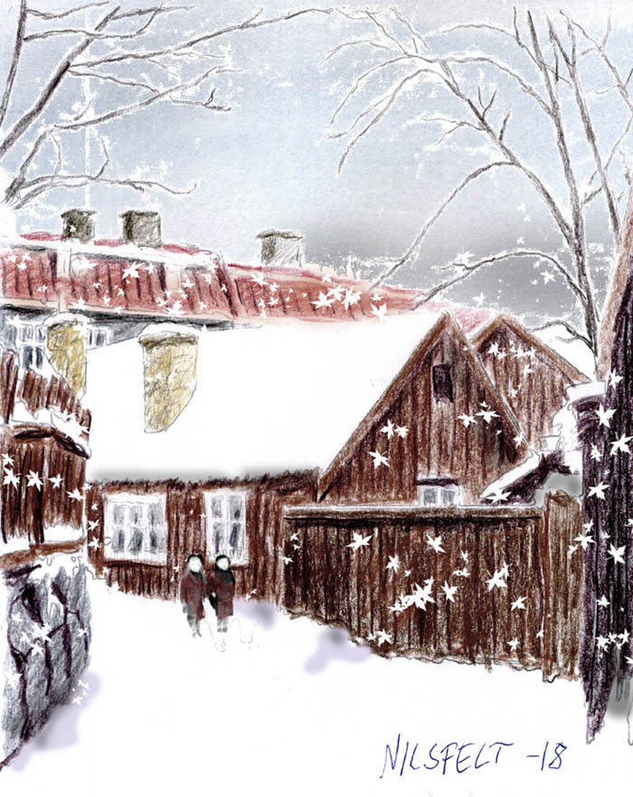 Vinterbild Jul Gamla Masthugget